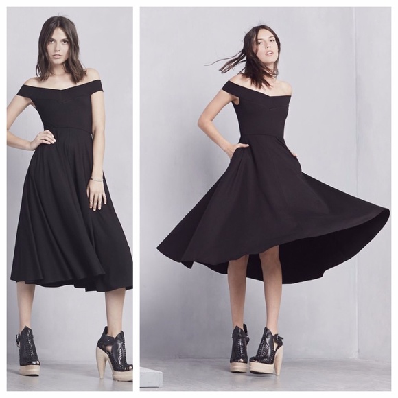 black midi swing dress
